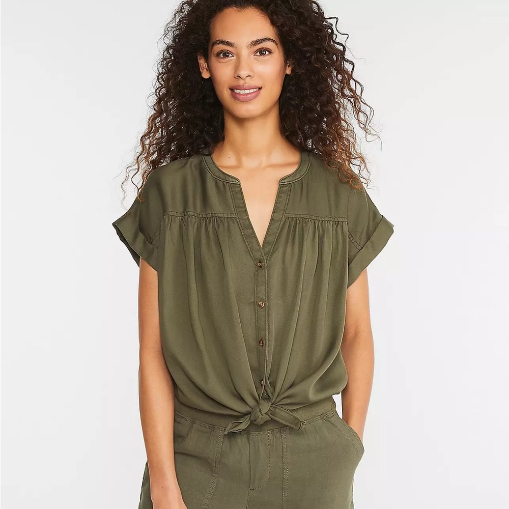 Lou & Grey Fluid Twill Tie Front Shirt